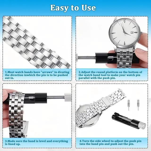 Alt view image 5 of 7 - Watch Link Removal Kit 2 Pack Watch Band Repair Tools | Pin Remover For bracelet resizing and strap replacement, equipped with sufficient spare replacement pins