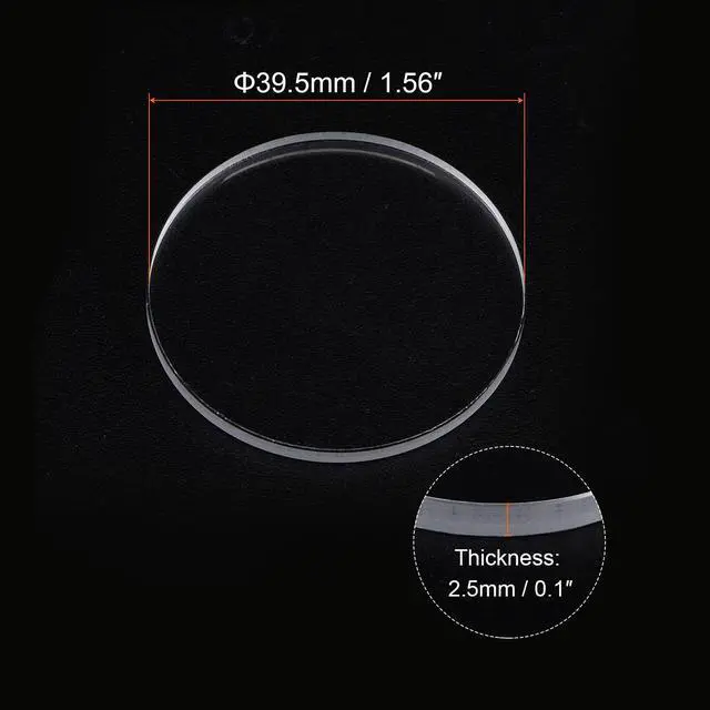 Alt view image 2 of 7 - Watch Clear Crystal Lens Glass 39.5mm Dia. 2.5mm Thick Round Flat Mineral High Transmittance Watch Glass Replacement Part for Watchmaker Repair