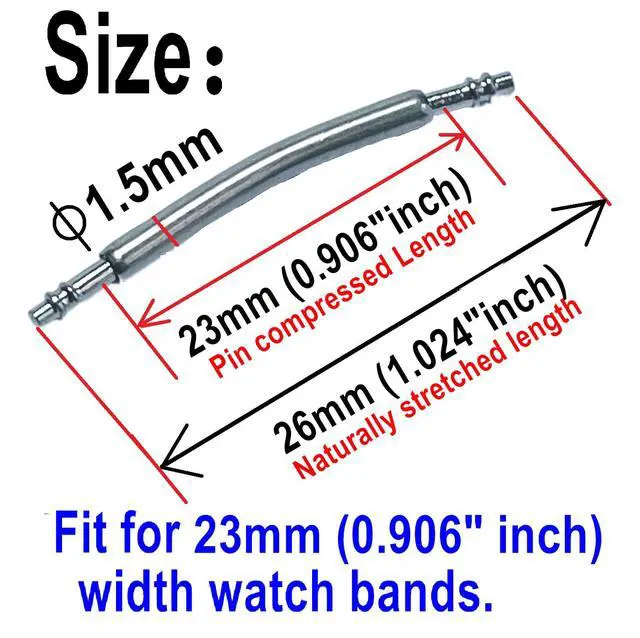 Alt view image 3 of 7 - 50pcs Watch Curved Spring Bars 23mm Watch Band Pins Replacement Kit,1.5mm Diameter,23mm Curved Watch Pins,Watch Strap Pins with Watch Band Remover Tool,Stainless Steel,Double Flanged.
