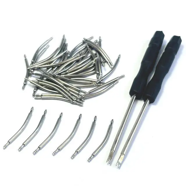 Alt view image 6 of 7 - 50pcs Watch Curved Spring Bars 23mm Watch Band Pins Replacement Kit,1.5mm Diameter,23mm Curved Watch Pins,Watch Strap Pins with Watch Band Remover Tool,Stainless Steel,Double Flanged.