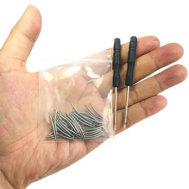 Alt view image 6 of 7 - 50pcs Watch Curved Spring Bars 20mm Watch Band Pins Replacement Kit,1.8mm Diameter,20mm Curved Watch Pins,Watch Strap Pins with Watch Band Remover Tool,Stainless Steel,Double Flanged End.
