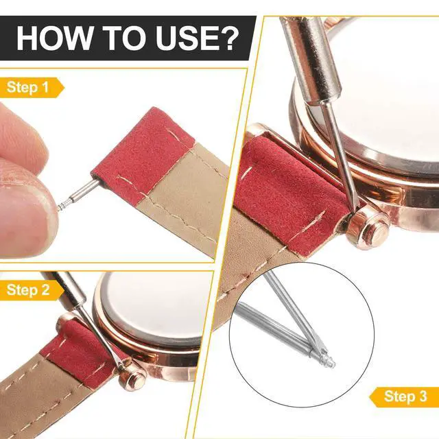 Alt view image 5 of 6 - 16pcs 19/19/17/21mm Watch Spring Bar 1.5mm+1.8mm Thickness Band Pins Double Fringe Stainless Steel Replacement Pin with Removal Tool for Watch Band Link