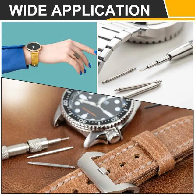 Alt view image 6 of 6 - 16pcs 19/19/17/21mm Watch Spring Bar 1.5mm+1.8mm Thickness Band Pins Double Fringe Stainless Steel Replacement Pin with Removal Tool for Watch Band Link