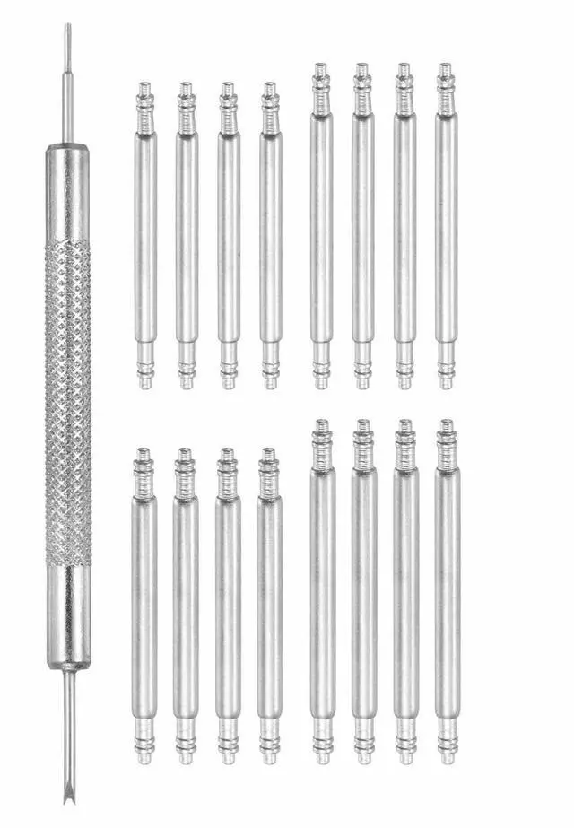 Main image of 16pcs 19/19/17/21mm Watch Spring Bar 1.5mm+1.8mm Thickness Band Pins Double Fringe Stainless Steel Replacement Pin with Removal Tool for Watch Band Link