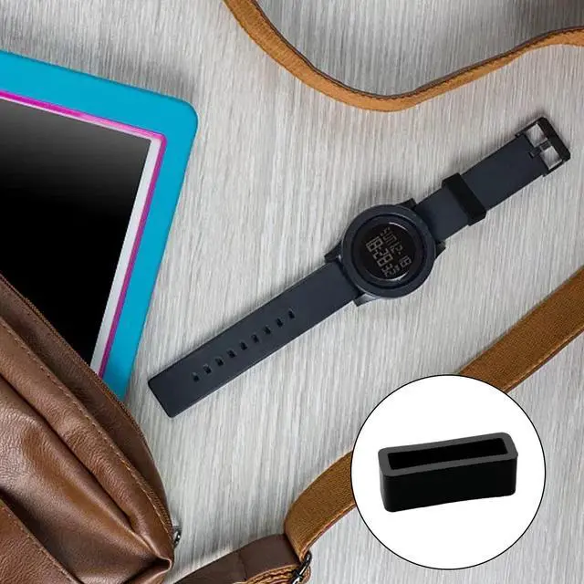 Alt view image 4 of 7 - 4PCS 20mm Rubber Replacement Watch Band Strap Loops (Black)