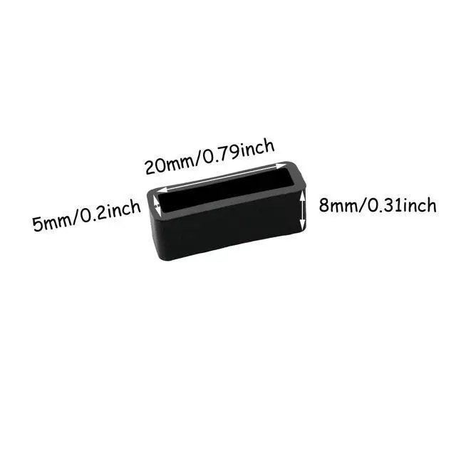 Alt view image 2 of 7 - 4PCS 20mm Rubber Replacement Watch Band Strap Loops (Black)