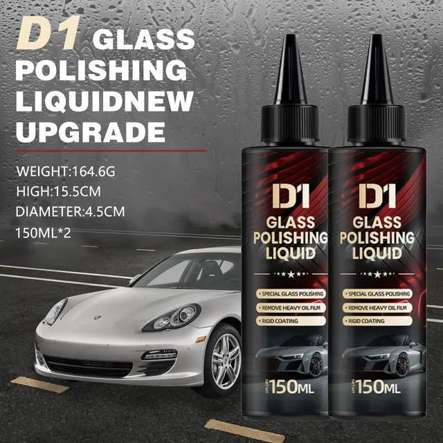 Alt view image 2 of 7 - 2PCS Bianca Glass Polishing Liquid D1, Bomini Car Glass Polishing, Anti-Fog Hydrophobic Coating Spray, Compound Windshield Cleaner Oil Film Remover Scratches, Wiper Marks & Oil Film with Sponge