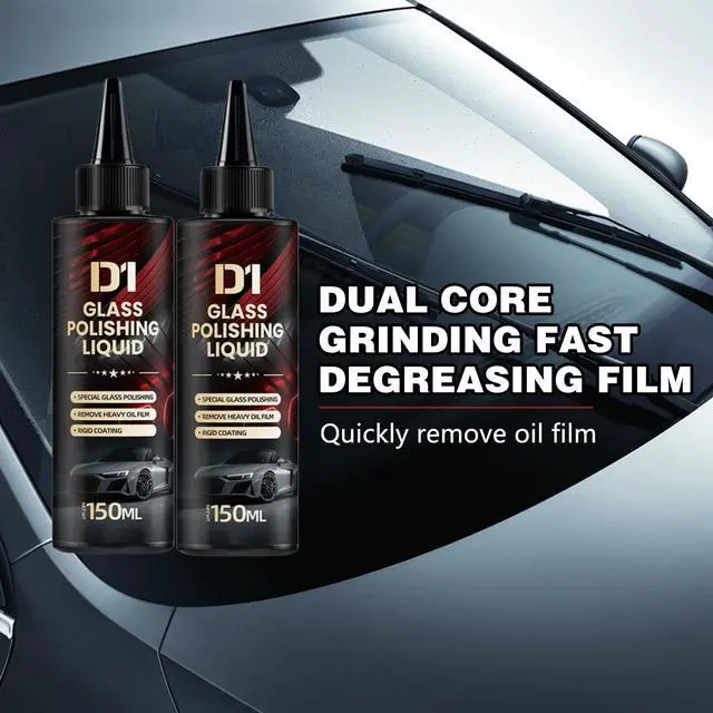Alt view image 3 of 7 - 2PCS Bianca Glass Polishing Liquid D1, Bomini Car Glass Polishing, Anti-Fog Hydrophobic Coating Spray, Compound Windshield Cleaner Oil Film Remover Scratches, Wiper Marks & Oil Film with Sponge