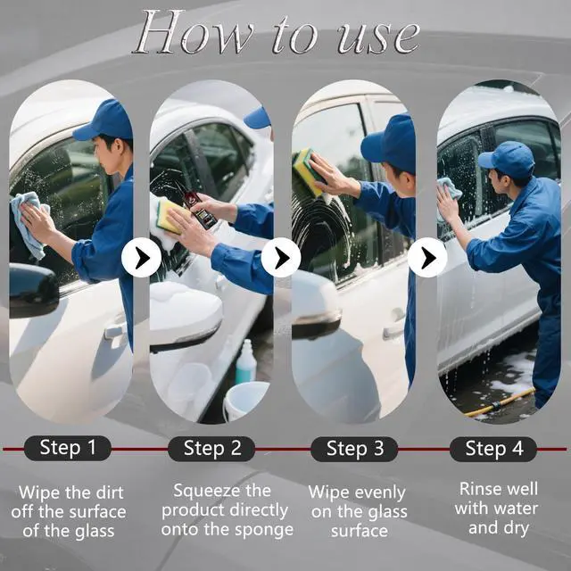 Alt view image 4 of 7 - 2PCS Bianca Glass Polishing Liquid D1, Bomini Car Glass Polishing, Anti-Fog Hydrophobic Coating Spray, Compound Windshield Cleaner Oil Film Remover Scratches, Wiper Marks & Oil Film with Sponge