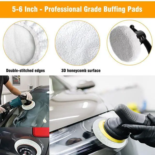 Alt view image 3 of 7 - 4 PCS Car Polishing Pads 5-6 Inch - Professional Grade Buffing Pads with Reinforced Double-Stitched Edges for Auto Detailing & Surface Restoration