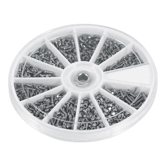 Alt view image 3 of 7 - 600PCS Hardware Assortment Kit with Screws Nuts,M1 M1.2 M1.4 M1.6 Screws Nuts Assortment Kit for Watches Glassess Install and Repair, with Plastic Box for Watches for Electronics