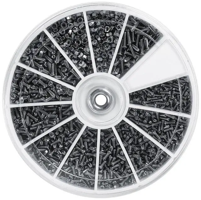 Alt view image 2 of 7 - 600PCS Hardware Assortment Kit with Screws Nuts,M1 M1.2 M1.4 M1.6 Screws Nuts Assortment Kit for Watches Glassess Install and Repair, with Plastic Box for Watches for Electronics