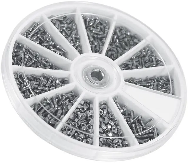 Alt view image 7 of 7 - 600PCS Hardware Assortment Kit with Screws Nuts,M1 M1.2 M1.4 M1.6 Screws Nuts Assortment Kit for Watches Glassess Install and Repair, with Plastic Box for Watches for Electronics