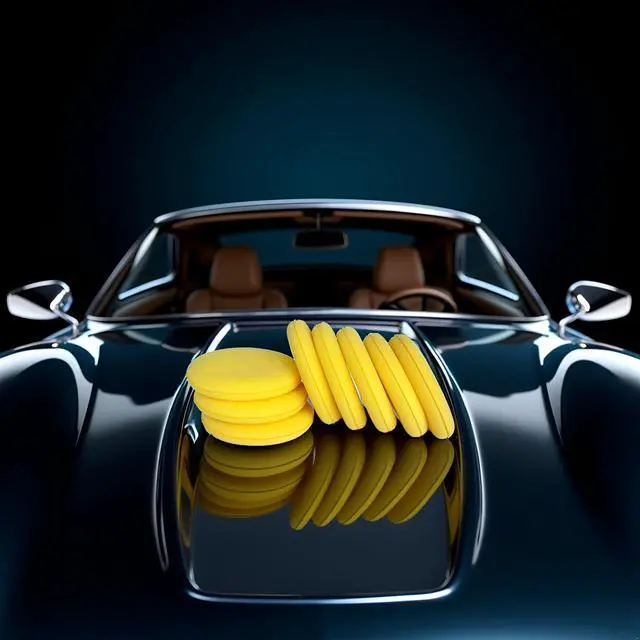 Alt view image 2 of 7 - 8Pcs Car Waxing Polish Sponges,Yellow Car Waxing Polish Sponges 10cm Car Detailing Applicator Pads Round Pocket Microfiber Foam,Body Repair Tools