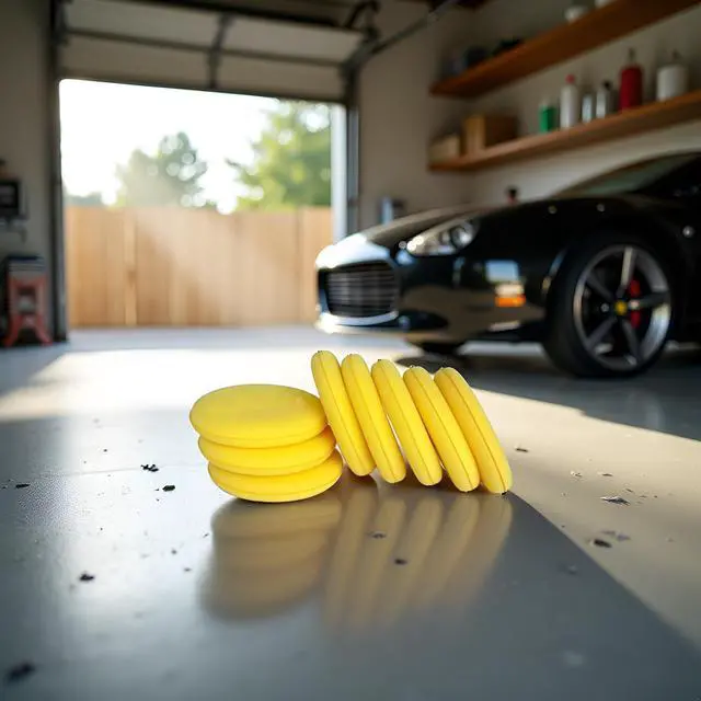 Alt view image 5 of 7 - 8Pcs Car Waxing Polish Sponges,Yellow Car Waxing Polish Sponges 10cm Car Detailing Applicator Pads Round Pocket Microfiber Foam,Body Repair Tools