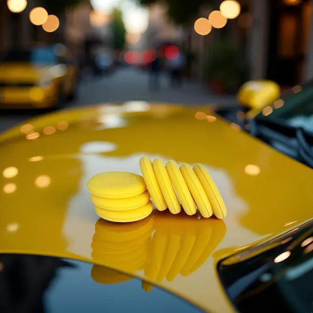 Alt view image 6 of 7 - 8Pcs Car Waxing Polish Sponges,Yellow Car Waxing Polish Sponges 10cm Car Detailing Applicator Pads Round Pocket Microfiber Foam,Body Repair Tools