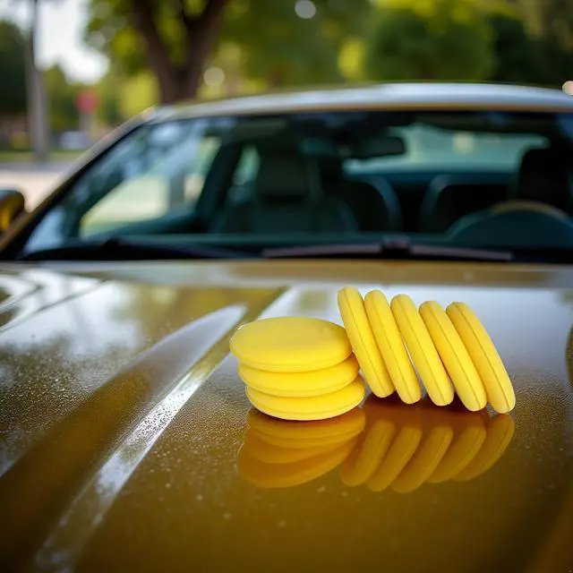 Alt view image 7 of 7 - 8Pcs Car Waxing Polish Sponges,Yellow Car Waxing Polish Sponges 10cm Car Detailing Applicator Pads Round Pocket Microfiber Foam,Body Repair Tools
