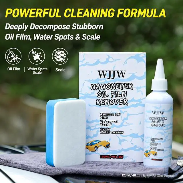 Alt view image 2 of 7 - Emulsion Cleaner, Windshield Oil Film Remover, Nano Rare Earth Windshield Cleaner, Remove Water Spots, Wax & Grime, Restore Clarity for Auto Windows, Shower Doors & Home Glass