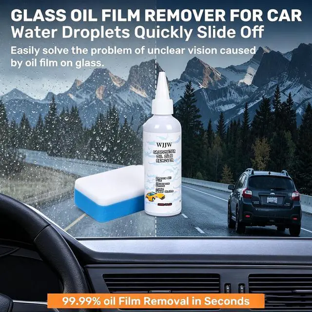 Alt view image 4 of 7 - Emulsion Cleaner, Windshield Oil Film Remover, Nano Rare Earth Windshield Cleaner, Remove Water Spots, Wax & Grime, Restore Clarity for Auto Windows, Shower Doors & Home Glass