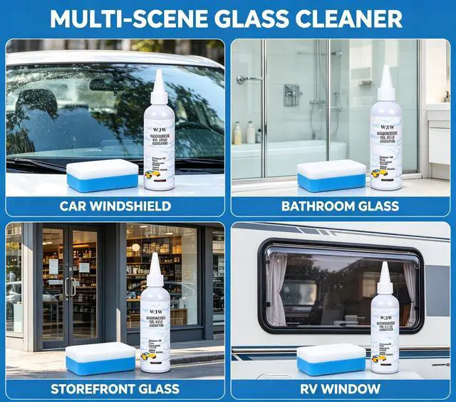 Alt view image 5 of 7 - Emulsion Cleaner, Windshield Oil Film Remover, Nano Rare Earth Windshield Cleaner, Remove Water Spots, Wax & Grime, Restore Clarity for Auto Windows, Shower Doors & Home Glass