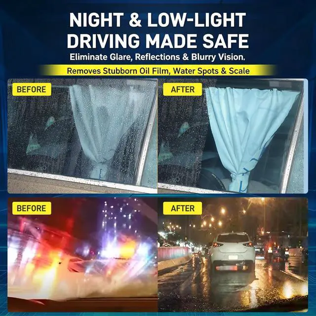 Alt view image 7 of 7 - Emulsion Cleaner, Windshield Oil Film Remover, Nano Rare Earth Windshield Cleaner, Remove Water Spots, Wax & Grime, Restore Clarity for Auto Windows, Shower Doors & Home Glass
