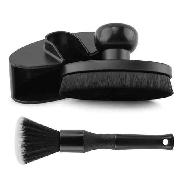 Alt view image 2 of 7 - Car Tire Shine Applicator, Automotive Tire Dressing Applicator Brush with Storage Stand for Vehicles Tires Shine Polish Wax and Car Wash, with Cars Interior Cleaning Brush