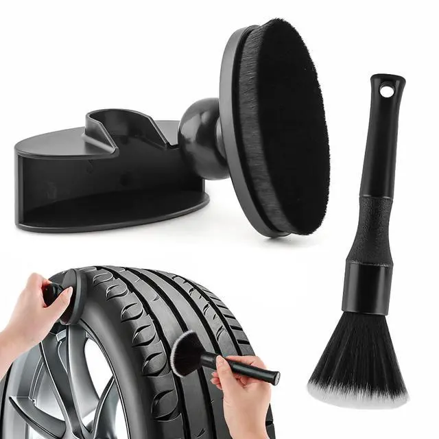 Alt view image 3 of 7 - Car Tire Shine Applicator, Automotive Tire Dressing Applicator Brush with Storage Stand for Vehicles Tires Shine Polish Wax and Car Wash, with Cars Interior Cleaning Brush