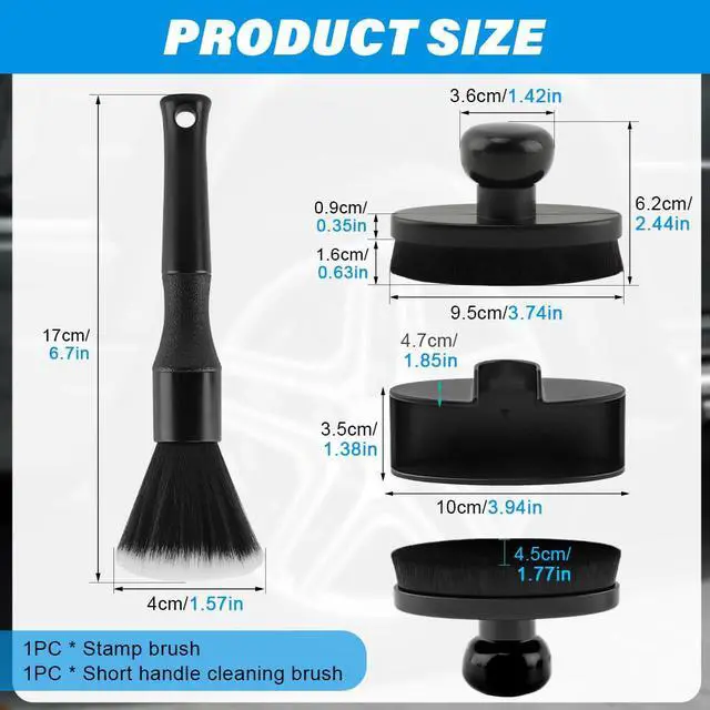 Alt view image 4 of 7 - Car Tire Shine Applicator, Automotive Tire Dressing Applicator Brush with Storage Stand for Vehicles Tires Shine Polish Wax and Car Wash, with Cars Interior Cleaning Brush