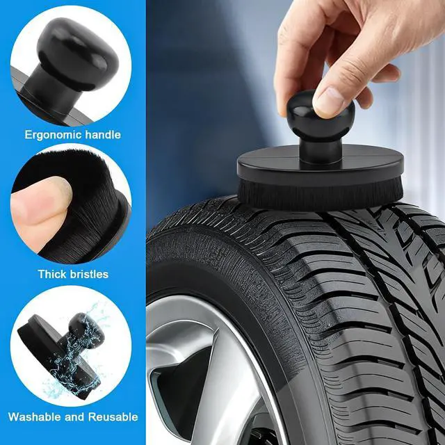 Alt view image 6 of 7 - Car Tire Shine Applicator, Automotive Tire Dressing Applicator Brush with Storage Stand for Vehicles Tires Shine Polish Wax and Car Wash, with Cars Interior Cleaning Brush