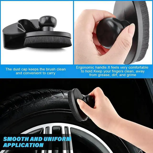 Alt view image 7 of 7 - Car Tire Shine Applicator, Automotive Tire Dressing Applicator Brush with Storage Stand for Vehicles Tires Shine Polish Wax and Car Wash, with Cars Interior Cleaning Brush