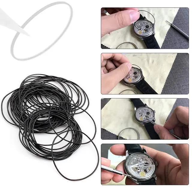 Alt view image 4 of 7 - Yosoo-164-0.6 Round Rubber O-Ring Set for Wristwatch Black