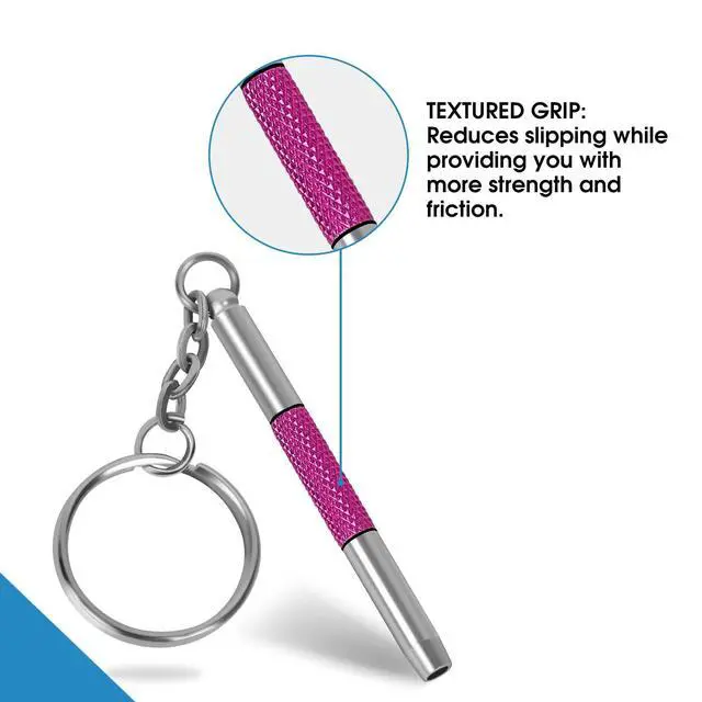 Alt view image 2 of 7 - Eyeglass Screwdriver Repair Kit Pink Precision 3 in 1 Mini Screwdrivers Set Keychain Glasses, Sunglasses, Sunglass, Watch, Electronics, Eyeglasses, Flat Head, Phillips, Hex