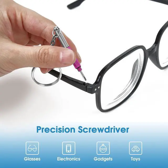 Alt view image 3 of 7 - Eyeglass Screwdriver Repair Kit Pink Precision 3 in 1 Mini Screwdrivers Set Keychain Glasses, Sunglasses, Sunglass, Watch, Electronics, Eyeglasses, Flat Head, Phillips, Hex