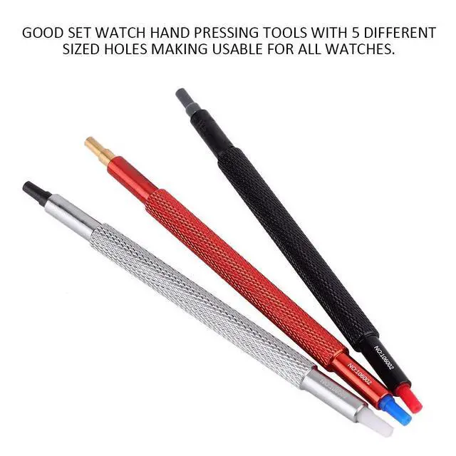 Alt view image 4 of 7 - 3pcs Watch Hand Pressers Pusher Fitting Set Kit Metal Watchmakers Wristwatch Repair Tool Watch Strap Repair Tool Link Pin Remover Repair Tool