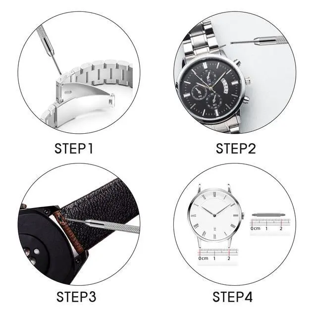 Alt view image 5 of 7 - KALIONE 25 Packs Watch Band Pins Replacement Kit, 1.3mm Diameter Heavy Duty Watch Pin with Spring Bar Removal Tool, 4 Sizes 18/20/22/24mm Stainless Steel Watches Bands Pins Kit for Watches Band Repair