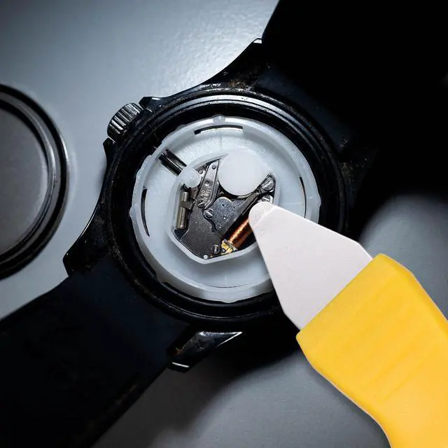 Alt view image 6 of 7 - Watch Back Cover Opener Tool 6.5mm Width Alloy Steel Blade Removal Tool Case Pry with ABS Handle for Watches Battery Repair Replacement, Yellow