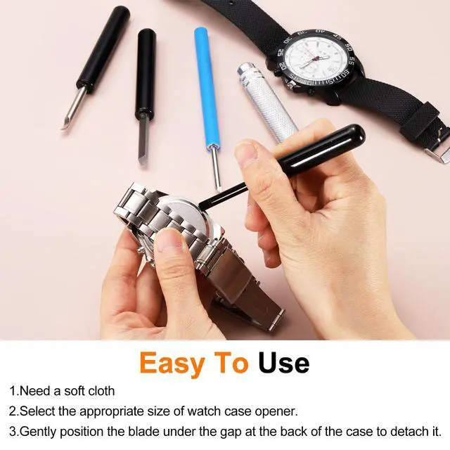 Alt view image 5 of 7 - Watch Back Cover Opener Tool 3.9mm Width Stainless Steel Blade | Case Opener Pry Tool,for Watches Battery Repair Replacement,Aluminum Handle Blue