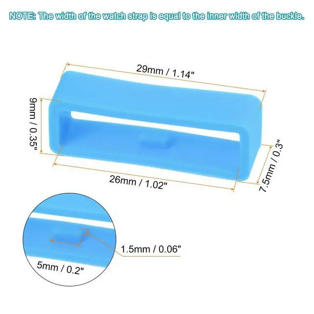 Alt view image 2 of 6 - 6pcs Watch Strap Loop Fastener Rings 26mm, Light Blue