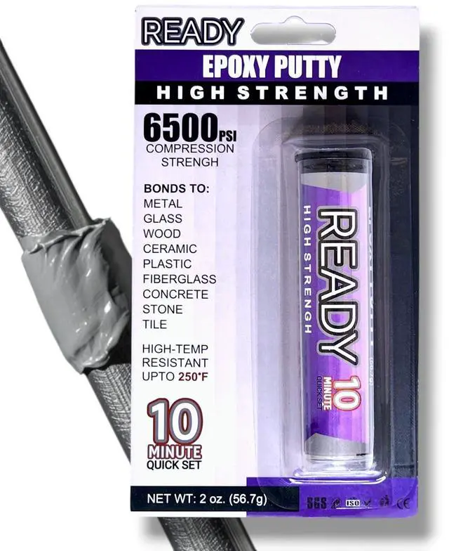 Main image of High Strength Premium Epoxy Putty, 10 Minute Quick Set, High Temperature, Metal, Glass, Wood, Plastic, Ceramic, Stone, Tile, Concrete, Fast Bond, Powerful Adhesive