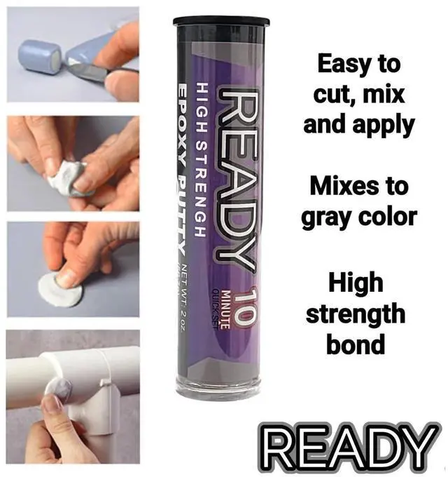 Alt view image 5 of 5 - High Strength Premium Epoxy Putty, 10 Minute Quick Set, High Temperature, Metal, Glass, Wood, Plastic, Ceramic, Stone, Tile, Concrete, Fast Bond, Powerful Adhesive