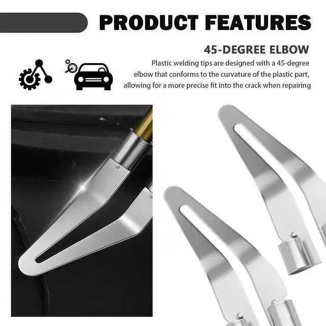 Alt view image 4 of 7 - 4PCS Plastic Welding Tips by Plastic Welder Gun,Stainless Steel Plastics Welder Tips with 45° Elbow,Smoothing Tip Head Plastics Welding Kit Car Accessories for Bumper Repair