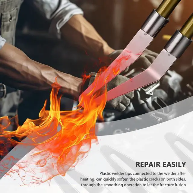Alt view image 6 of 7 - 4PCS Plastic Welding Tips by Plastic Welder Gun,Stainless Steel Plastics Welder Tips with 45° Elbow,Smoothing Tip Head Plastics Welding Kit Car Accessories for Bumper Repair