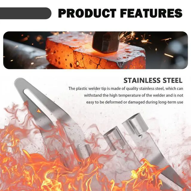 Alt view image 3 of 7 - 4PCS Plastic Welding Tips by Plastic Welder Gun,Stainless Steel Plastics Welder Tips with 45° Elbow,Smoothing Tip Head Plastics Welding Kit Car Accessories for Bumper Repair
