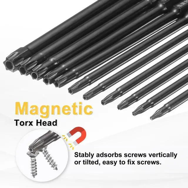 Alt view image 4 of 7 - 3pcs T40 Torx Screwdriver Bit 1/4" Hex Shank 50mm/2" Length S3 Steel Magnetic Tamper Proof Star 6 Point Head Hex Screw Driver Bits, Black