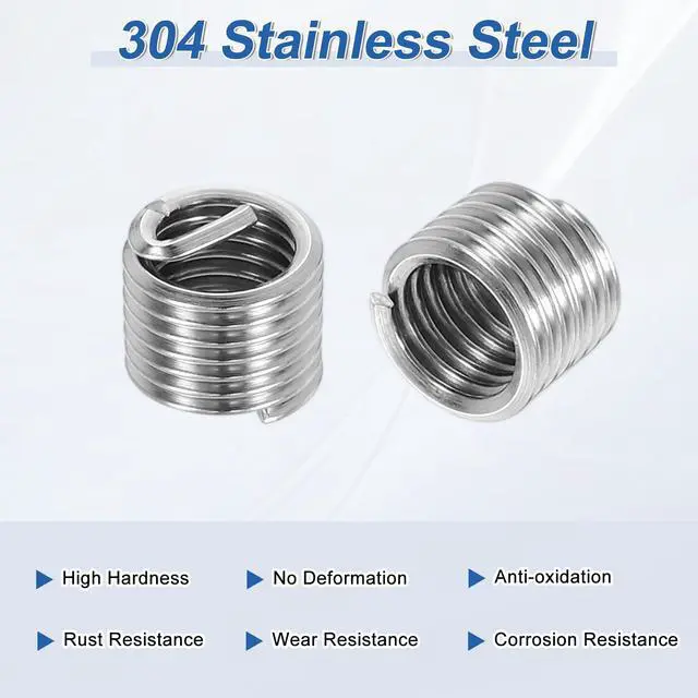 Alt view image 3 of 7 - Wire Thread Inserts M6x1 Metric 1.5D 9mm, 50Pcs 304 Stainless Steel Helical Coiled Wire Screw Threaded Sleeve Sheath for Mechanical Equipment Automotive Repairs
