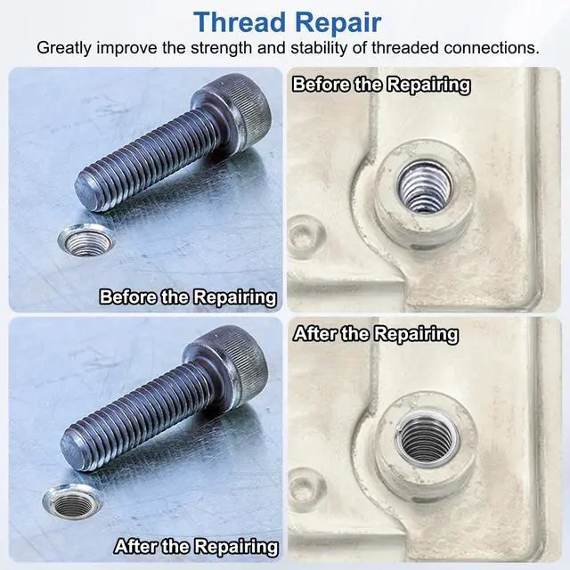 Alt view image 6 of 7 - Wire Thread Inserts M6x1 Metric 1.5D 9mm, 50Pcs 304 Stainless Steel Helical Coiled Wire Screw Threaded Sleeve Sheath for Mechanical Equipment Automotive Repairs