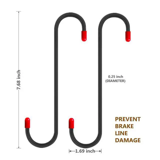 Alt view image 3 of 6 - 2 PCS Brake Caliper Hanger Hooks with Red Rubber Tips,Auto Brake Caliper Compression Tool,Automotive Tool for Braking,Axle,Bearing,Suspension Work,Car Tools Gifts for Men,Dad (Black)