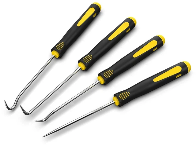 Main image of 4 Pack Precision Hook & Pick Set, Mechanic O Ring Tools with Ergonomic Handle