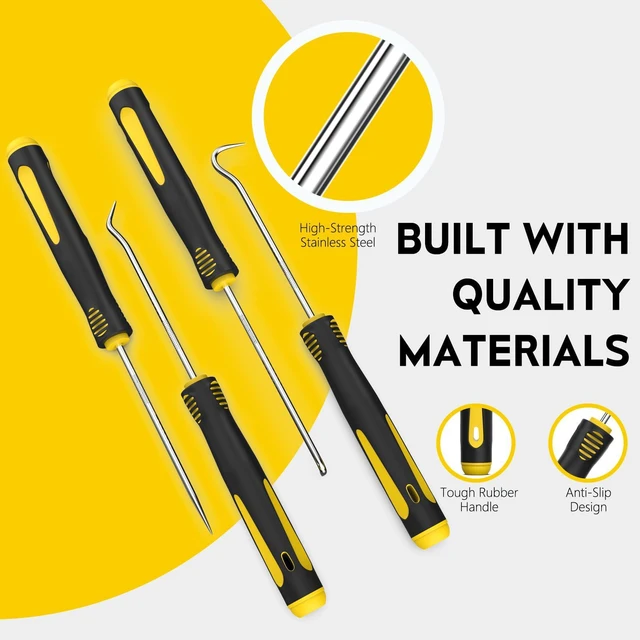 Alt view image 4 of 7 - 4 Pack Precision Hook & Pick Set, Mechanic O Ring Tools with Ergonomic Handle