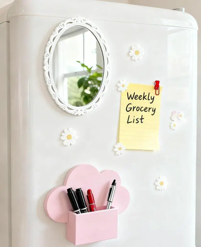 Alt view image 2 of 4 - Locker Mirror Magnetic, Locker Accessories for Girls, Glass 6"x8", White | Locker Decor & Stuff, Magnet Backing, Back to School, Classroom Decor, Household Refrigerator, Office Cabinet, Bathroom
